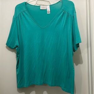 Liz Claiborne Women short sleeved shirt. Size 3X. Turquoise color.